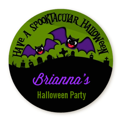 Spooky Bats - Halloween Personalized Round Stickers - 8 sizes available ...