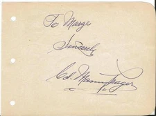 Colonel Manny Prager & Ward Archer Dual Signed Vintage Album Page