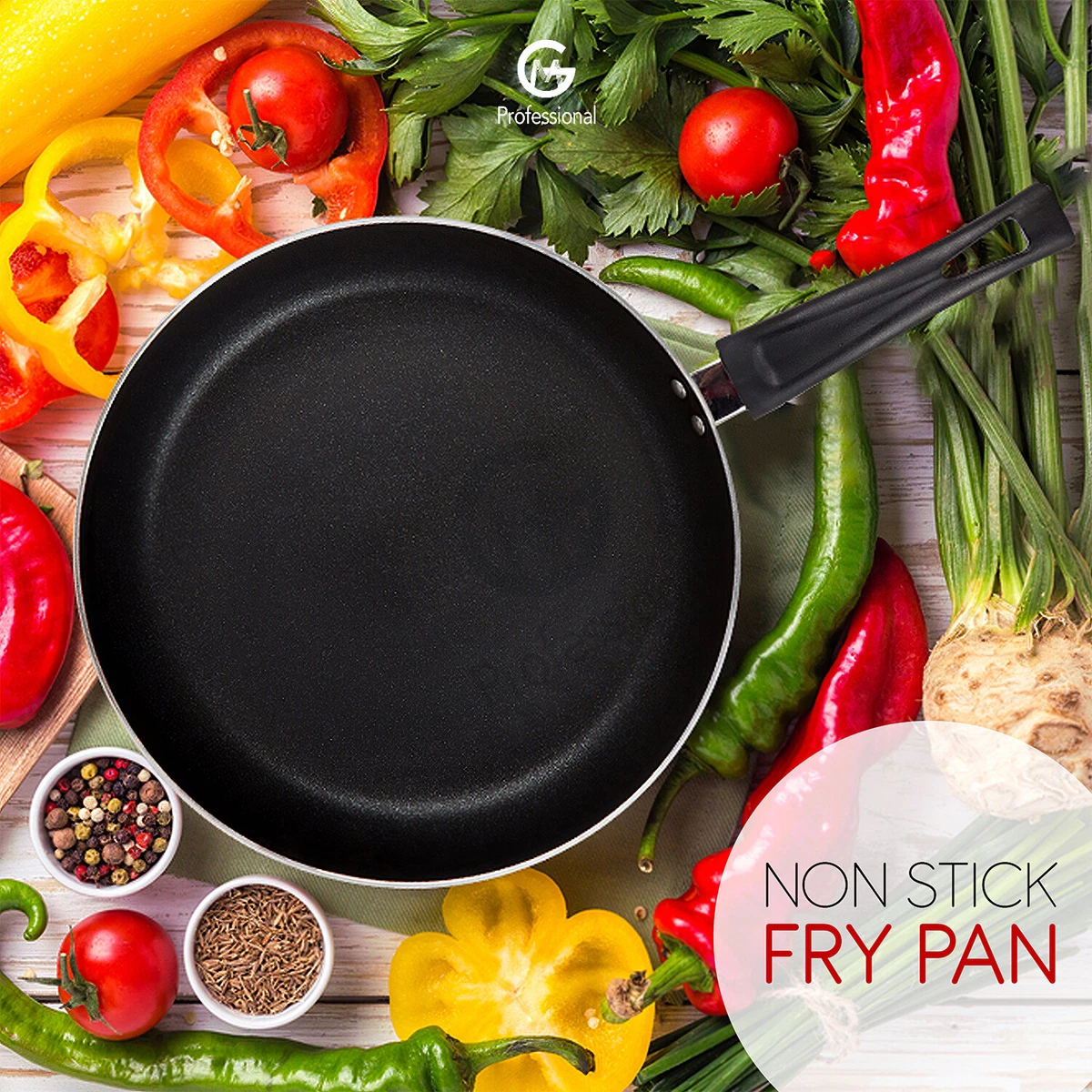 Non Stick Frying Pan Cookware Insulated Handle Round Fry pan Black 20cm -  30cm