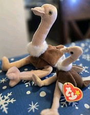 Vintage 1997 TY Beanie Baby Stretch The Ostrich Retired Rare MINT Lot Of 2