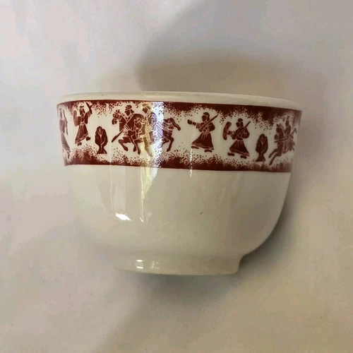 Vtg 3" Great China Restaurant Ware Tea Cup Rice Bowl Chinese Warriors Design