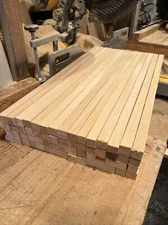 (60) 3/4” X 3/4” X 23 1/2” Solid Basswood Carving Turning Wood Strips Lumber