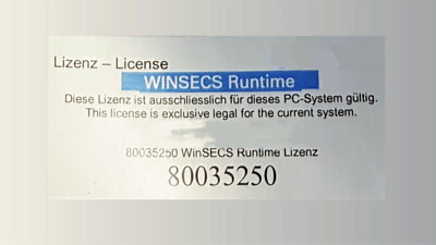 WINSECS Runtime Lizenzschlüssel für Industrierechner 80035250 Lizenz Aufkleber