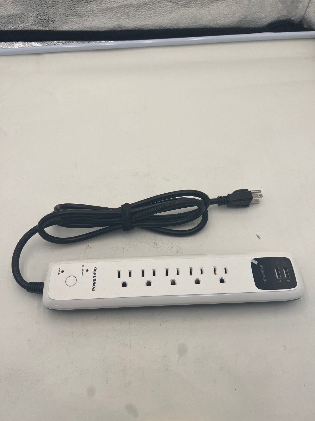 (QTY 1) POWERADD 5 Outlet Power Strip Surge Protector with U
