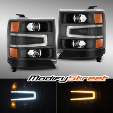 Fit 16-18 Chevrolet Silverado 1500 LUXX-Series LED Projector Headlights Black