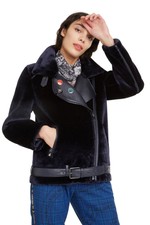 Desigual Oslo Jacket Velvet / Faux Leather Biker 36-46 Uk 8-18 Rrp£214