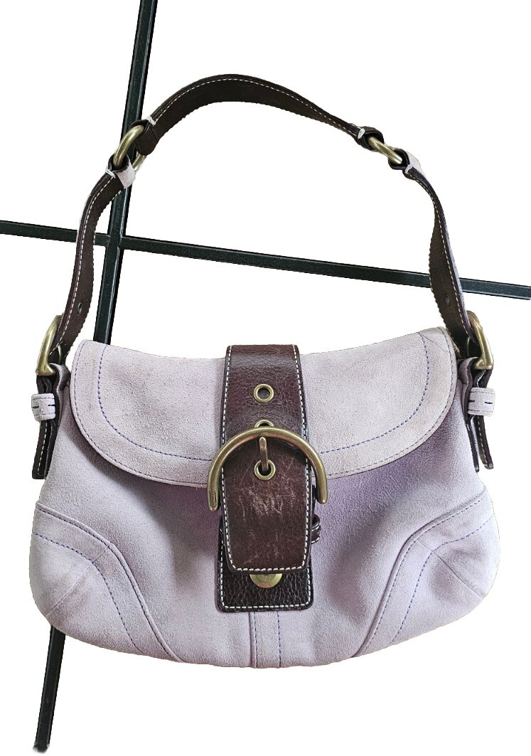 Rare COACH Hampton Suede Soft pink Shoulder Bag F05S-9692 | eBay