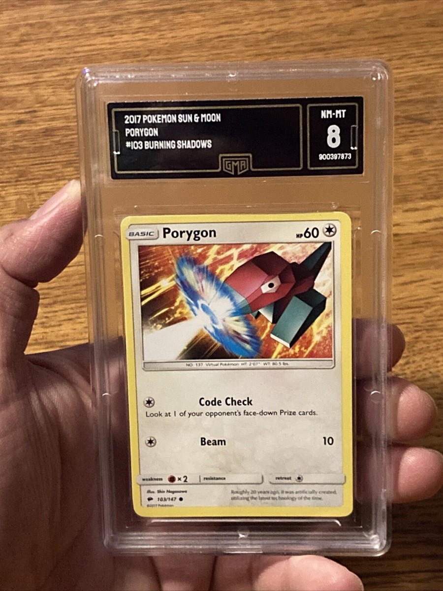 Porygon #103/147 Burning Shadows Common Pokemon Card Graded 8 NM