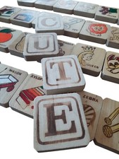 28 Wood Children's Alphabet Toy Blocks For Crafts 2.25" Square