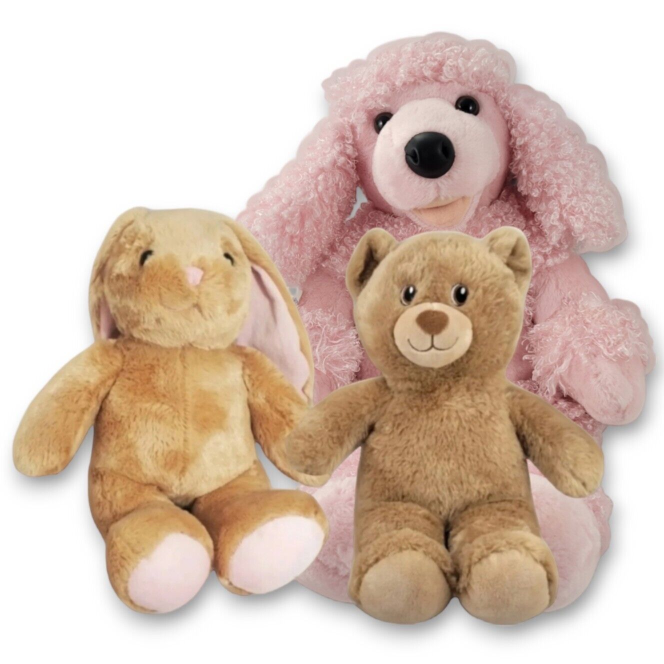 3 Build A Bear Bear Bunny Rabbit Poodle Stuffed Animal Toys Kids Girls Plush Lot