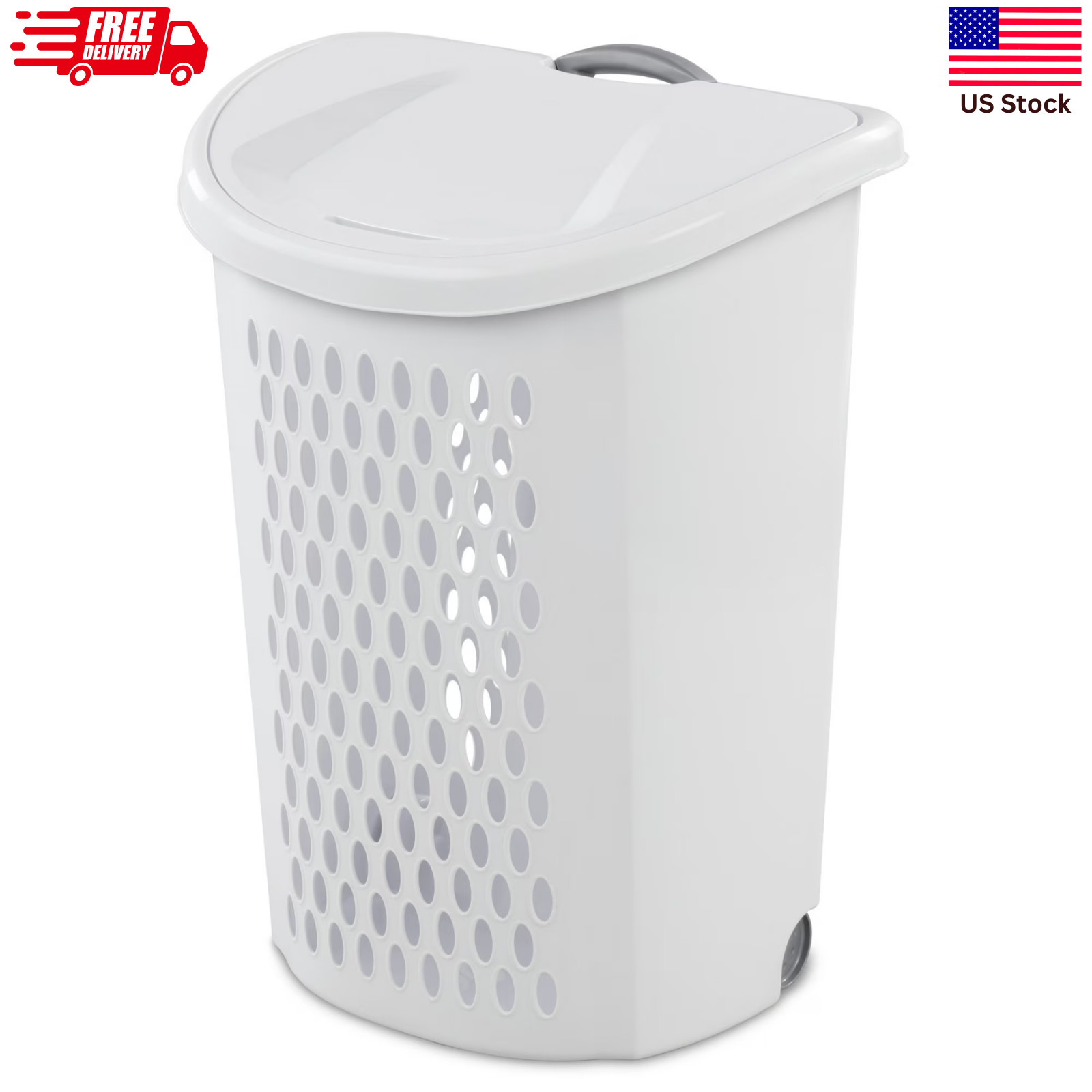 - Plastic Clothes Basket With Handle-whit