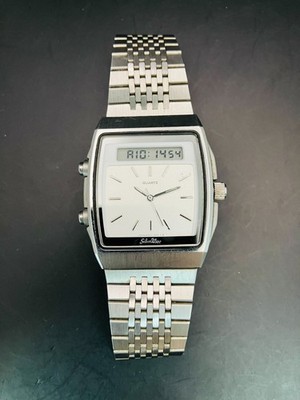 SEIKO WATCH SILVER WAVE H557-524A ANALOG DIGITAL QUARTZ VINTAGE