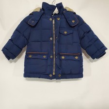 Mayoral Girls 6M Toddler Faux Fur  Leather Insulated Puffer Jacket Coat Blue