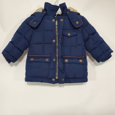 Mayoral Girls 6M Toddler Faux Fur & Leather Insulated Puffer Jacket Coat Blue
