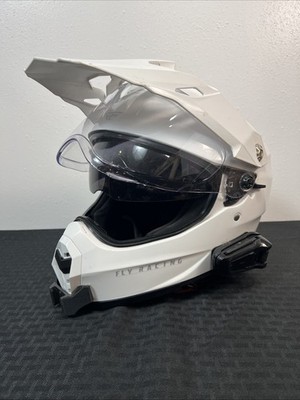 New Fly Racing Trekker Solid White DOT ECE Motorcycle Helmet Size 2x W/ Packtalk