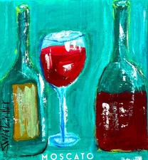 Impressionist RED WINE PAINTING POP ART Recycled CB Original SWARTZMILLER DNA