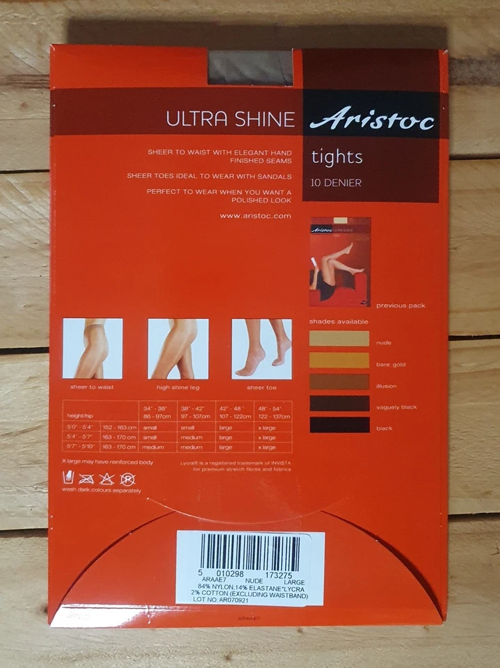 Aristoc Ultra Shine 10 Denier Sheer Nylon Tights - Large Nude - Image 2 of 2