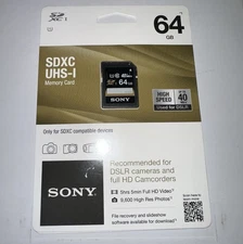 New Sony 64GB SDXC UHS-I Class 10 Camera Memory SD Card SF64UY/TQMN