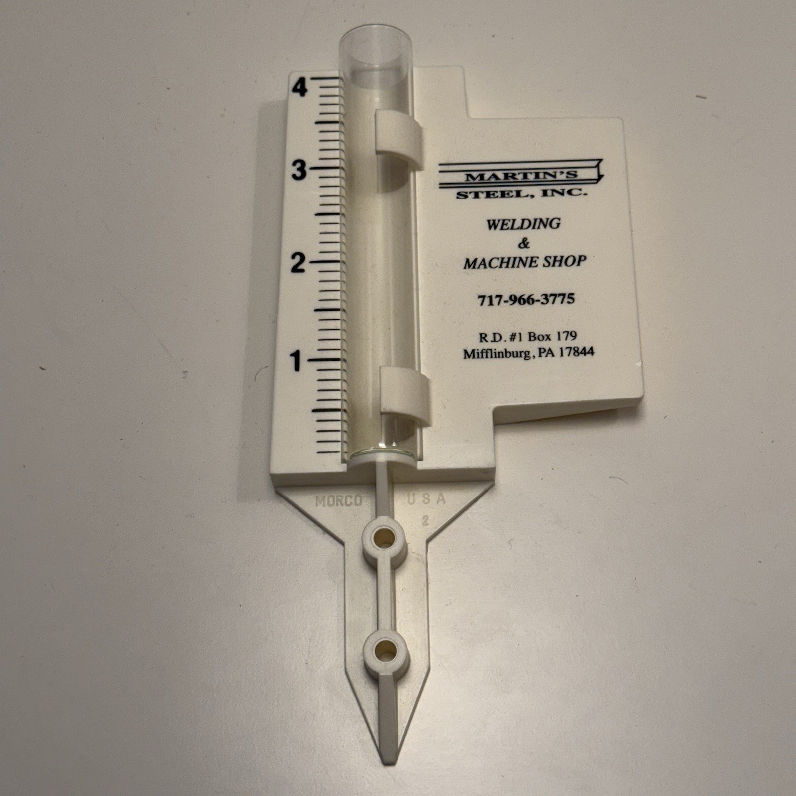 Vintage Advertising Rain Gauge Martin’s Steel Mifflinburg PA MORCO USA