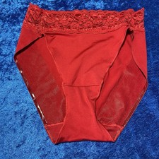 Vintage Sears Panties Red Nylon Stretch Size 5 Brief Panty High Cut Seamless