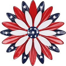 4th of July Decorations Outdoor 11 inch Red White and Blue Metal Flower