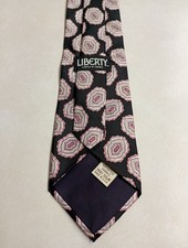 LIBERTY OF LONDON 100% Silk Black with shields USA Made Tie 3.75" x 56"