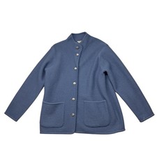 Vintage L.L. Bean Cardigan Women's Blue 100 Wool Nordic Metal Buttons Pockets