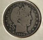 1909-P Barber Silver Half Dollar 50c Original Rare US Type Coin