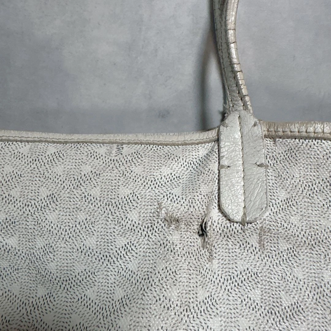 Rara borsa tote GOYARD Saint Louis bianca PVC pelle A4 conservazione usata condizioni