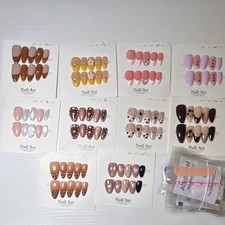 Handmade Press On Nails Medium Almond Mixed Bundle 10 Pairs Nail Kit