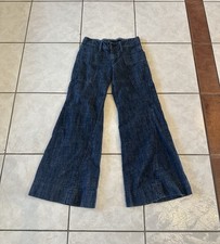 VTG 90s/00s Y2K Indigo Hand Bell Bottom Low Rise 27-28? Waist Flare Jeans Denim