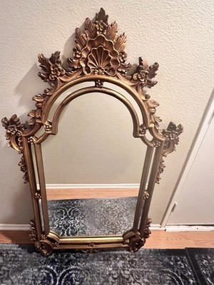 Uttermost Gold Framed Arched Wall Mirror, Vintage Rococo, 53x33 Numbered 945P