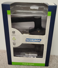 NEW SCHLAGE F Series Latitude Matte Black Passage Hall  Closet Doorknob Lever.