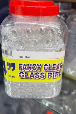 4'' Fancy Clear Glass Pipe 90pcs