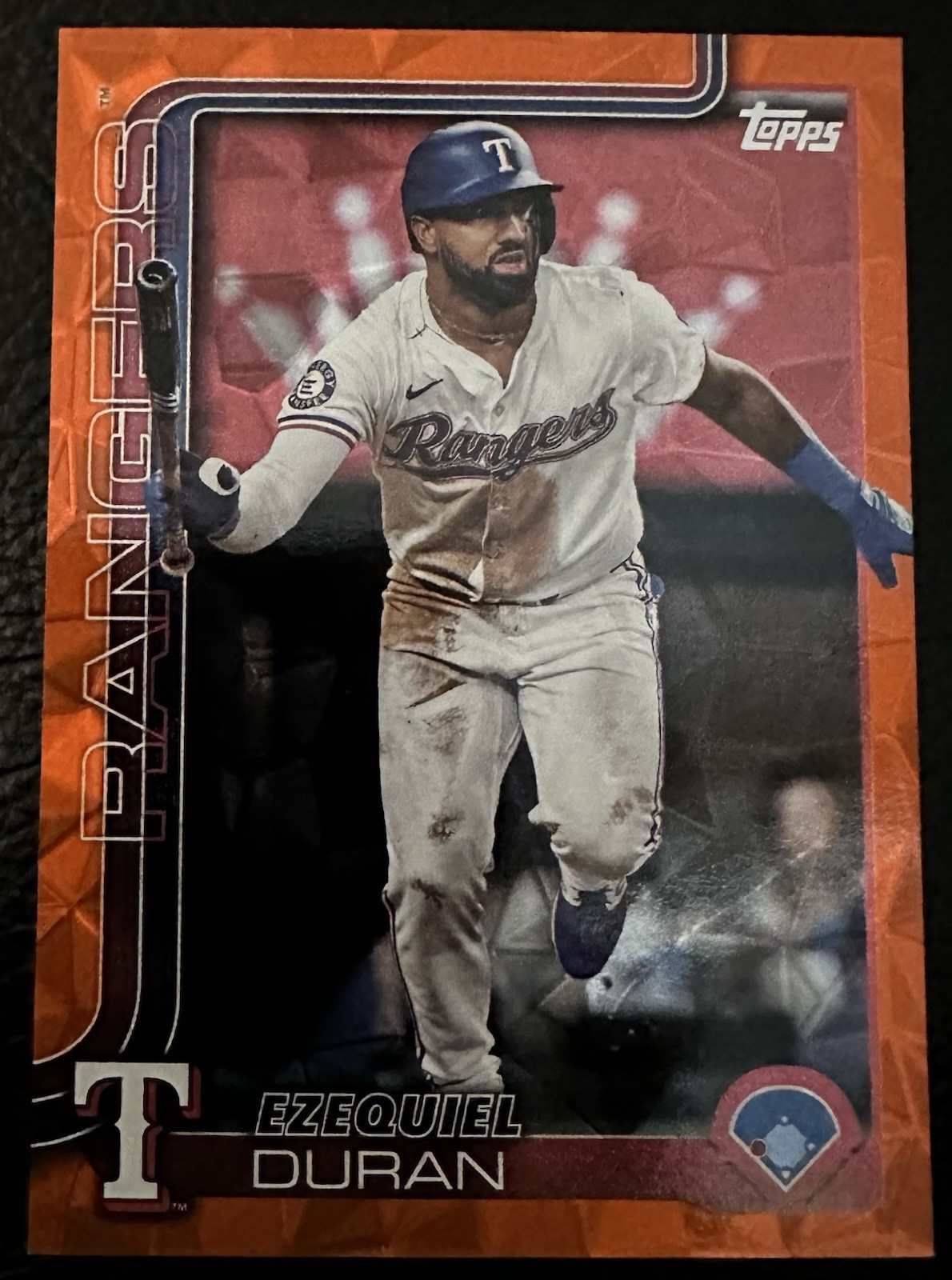 2025 Topps Series 2 Ezequiel Duran Orange Foil #'d 09/25 Texas Rangers
