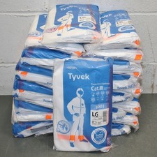 24 Dupont Tyvek 800 Disposable Coveralls TJ198TWHLG0025PI, L, Elastic, White
