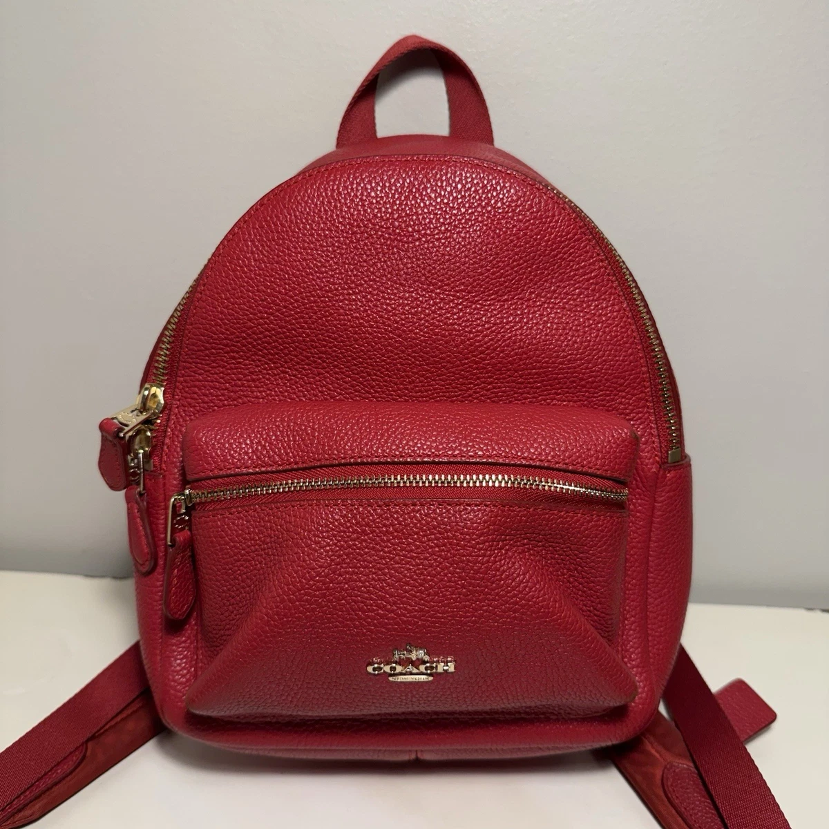 Coach Red Quilted Nylon & Leather Mini Backpack with Gold Hardware coach definitely stands for FOOT ON NECKS, cause why did  main image 4