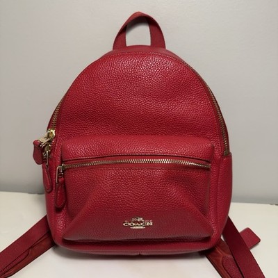 Coach Mini Charlie Red Pebbled Leather Front Pocket Zipper  display picture 1