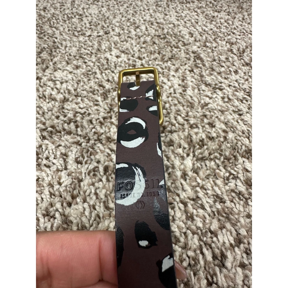 Fossil腰带女式小号棕色豹纹皮革黄铜扣 — 第 4/4 张图片