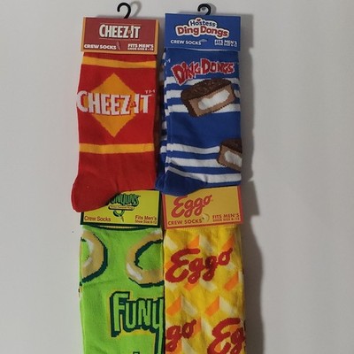 Odd Sox Men's Crew Socks 4 Pack Cheez-It Ding Dongs Funyuns Eggo Food Novelty