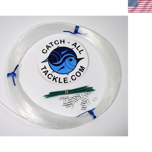 Leader da Pesca Monofilamento Trasparente 150lb 100yds con Crimpature e Protezioni Incluse - Foto 1 di 2
