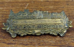 Antique Detroit Michigan Brass Pin Button Ribbon Holder Newark, NJ