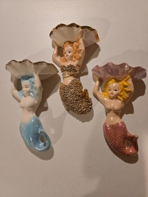 Vintage Ceramic Mermaid Soap Dish/Wall Plaques