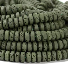 Dark Green Lava Gemstone Rondelle 8X4MM Loose Beads (D648)