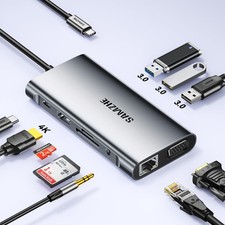 10-in-1 USB Hub Multiport Adapter, USB Docking Station with 4K HDMI, VGA 1080...