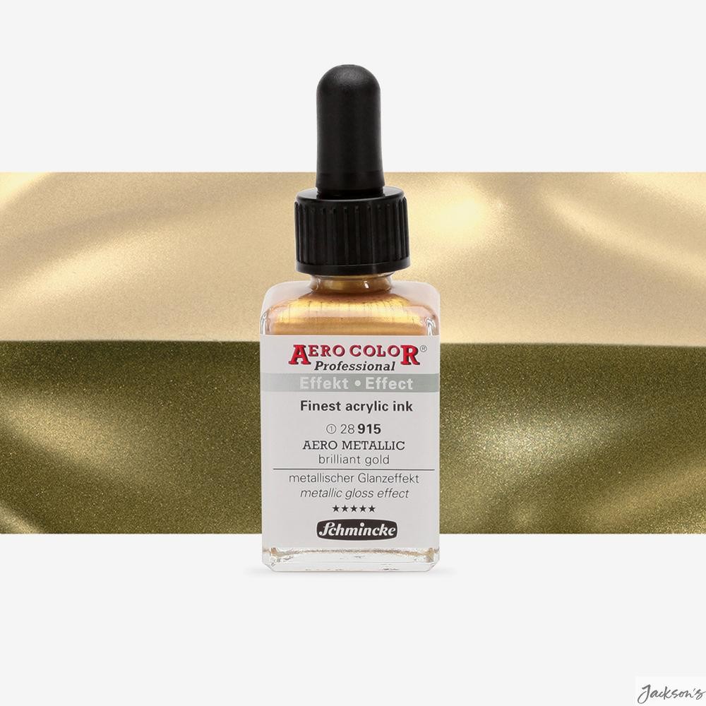 Schmincke Aero Color Acrylic Ink Metallic Brilliant Gold 28ml Airbrush Paint