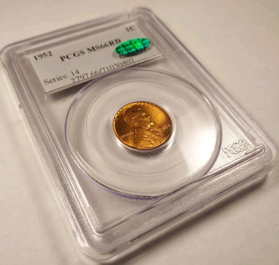 CAC Stickered 1952 P Small Cents Lincoln Wheat Penny PCGS MS-66 RD Red CAC - Image 2 of 4