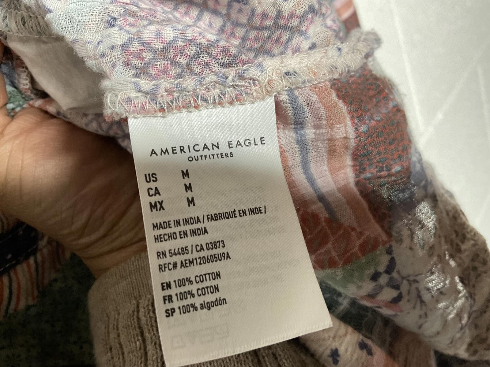 American Eagle Patchwork Pattern Blouse Size Medi… - image 3