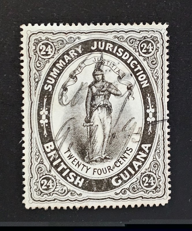 British Guiana Summary Jurisdiction 24c Revenue Stamp FIAT JUSTITIA Justice #24c