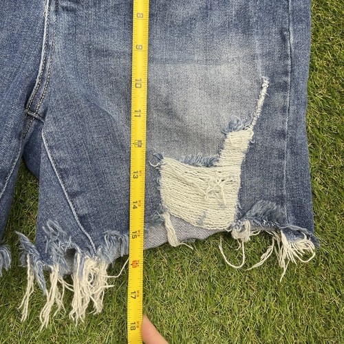 Risen Jean Shorts Womens Large Distressed Hot Cut Off Booty Distressed Stretch - Picture 7 of 11